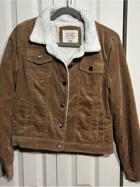 Ashley By 26 International Brown Corduroy Jacket with White Sherpa Collar